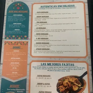 a menu for a mexican restaurant