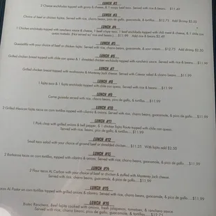 menu