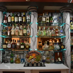 bottles of alcohol on shelves