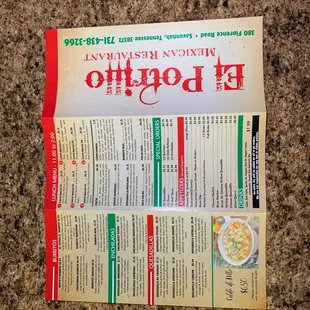 a menu for a mexican restaurant