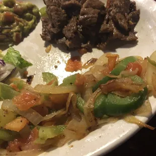 Beef fajitas consist mainly of grilled vegetables. No bueno!