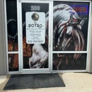 the entrance to the restaurant