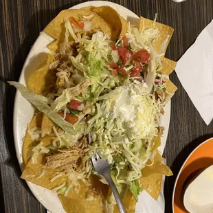 Nachos Supreme w pulled chicken. This was the star of the meal.