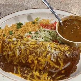 Fajita burrito and borracho beans