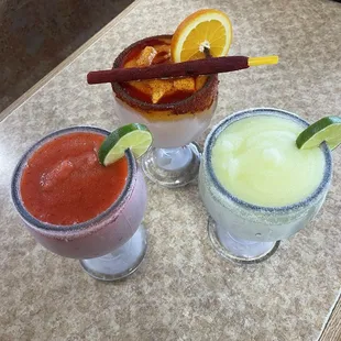 Mangochamoy Margarita , Strawberry Margarita, Lime Margarita