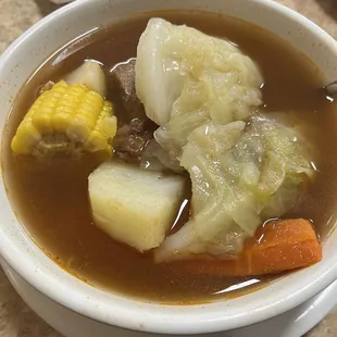 Sub par bowl of caldo. Had another yesterday in the north west side of town and it was way better . Also only $ 8.99 for a large bowl.