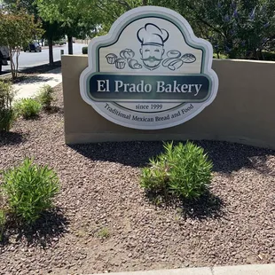 Entrance sign to El Prada Bakery on Rich Beem Blvd. El Paso