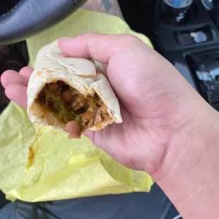 Pork with green Chile burrito w/ beans