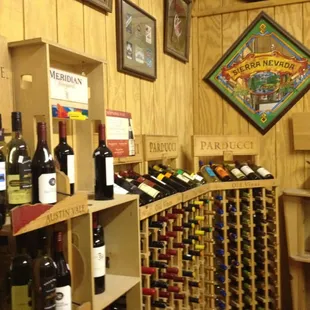 bottles of wine on shelves