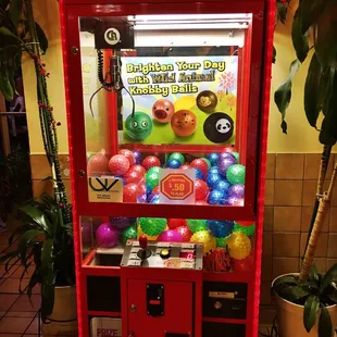 Toy crane machine in the restaurant!