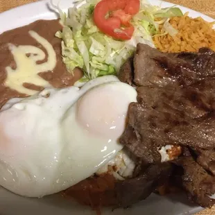 Chilaquiles with steak and egg,amazing!