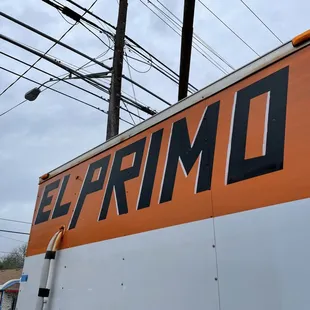 the back of a truck with the word el primo painted on it