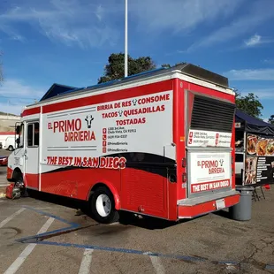 a food truck parked in a parking lot