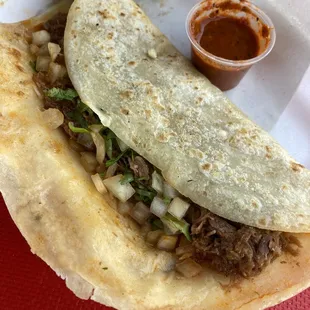 Giant birria taco on flour tortilla 4.5/5