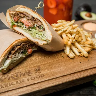 a sandwich and fries