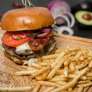 a burger and french fries