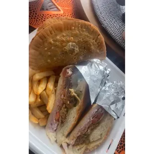 a sandwich and french fries