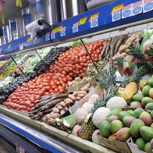 a display of fruits and vegetables