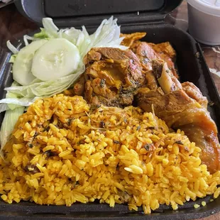 Stew chicken yellow rice