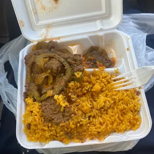 Stew beef and rice