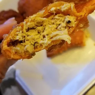 Inside of pastelillo chicken