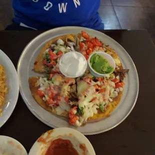 Mexican pizza side of rice