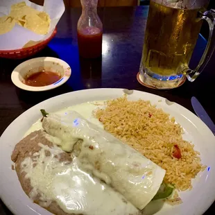 Fajita Burrito and a 32oz. Pacifico.