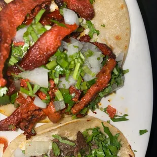 El pastor and carne asada mini tacos for HH my favorite