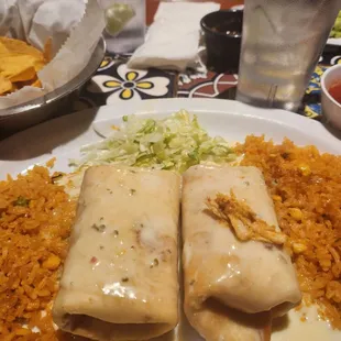Chicken chimichanga all rice no beans