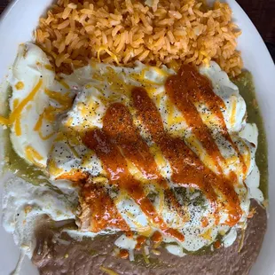 Verde chicken enchiladas- both sauces Verde &amp; blanco