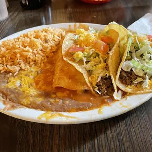 #27 Combo - Two tacos and an enchilada