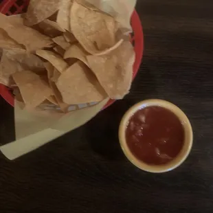 Hot salsa and chips