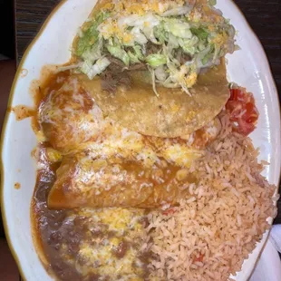 Taco tamal enchilada combo