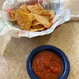 Complimentary chips and salsa