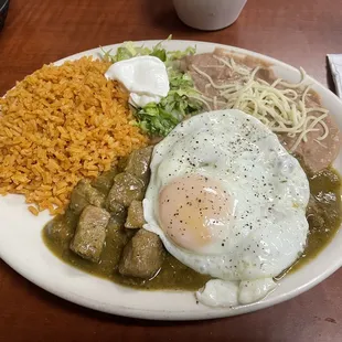 Chili Verde with egg.