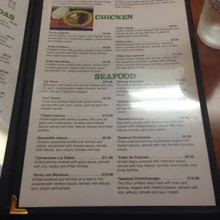 a menu for a restaurant