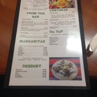 a menu for a mexican restaurant