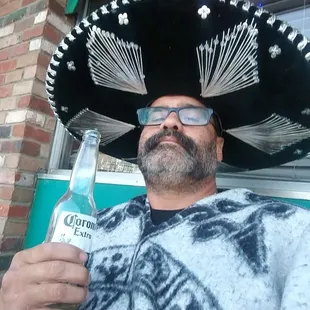 Myself in my Mexican poncho and sombrero