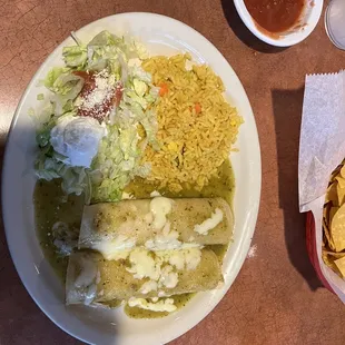 Enchiladas verdes with chicken