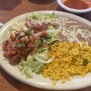 Beans, rice, salsa side plate