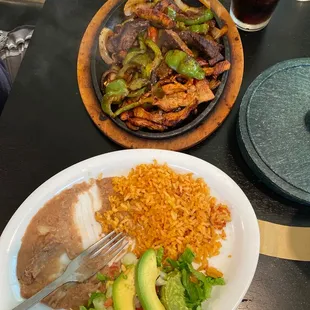 Chicken and steak fajitas