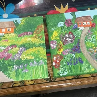 Original painting and mine on the right. Inspired by Claude Monet. Loved this pretty picture to paint.