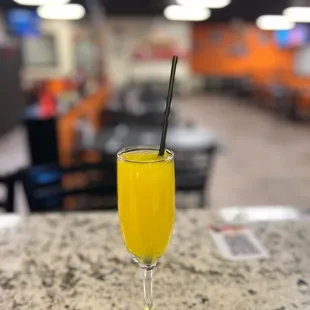 a glass of orange juice