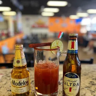 a drink and a bottle