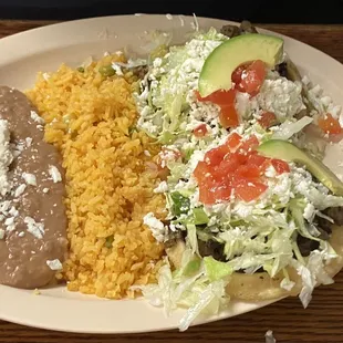 Sopes plate de carne asada. Meat was a little dry on the crispy dry but overall good flavor. Handmade sopes