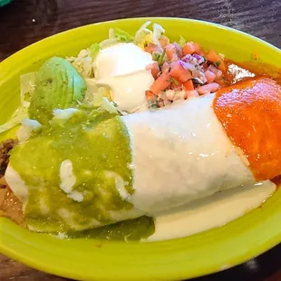 This was my EXCELLENT Burrito Mexicana. At nearly a foot long, 3-4" wide, 2" deep full of Mex glory, I loved it.