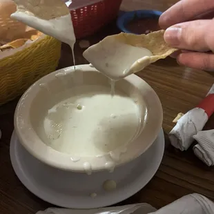 The cheese dip was drippy