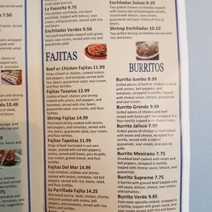 a menu for a mexican restaurant