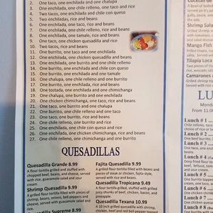 a menu for a mexican restaurant