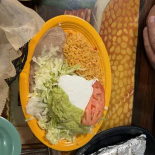 The extras for the fajita plate (I took photos before realizing his whole meal hadn't arrived yet)